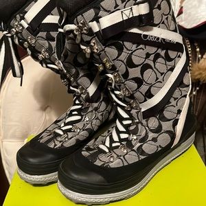 Coach, winter boots, black and gray